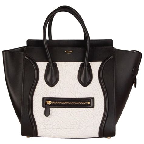 black and white celine luggage tote|Celine luggage tote size comparison.